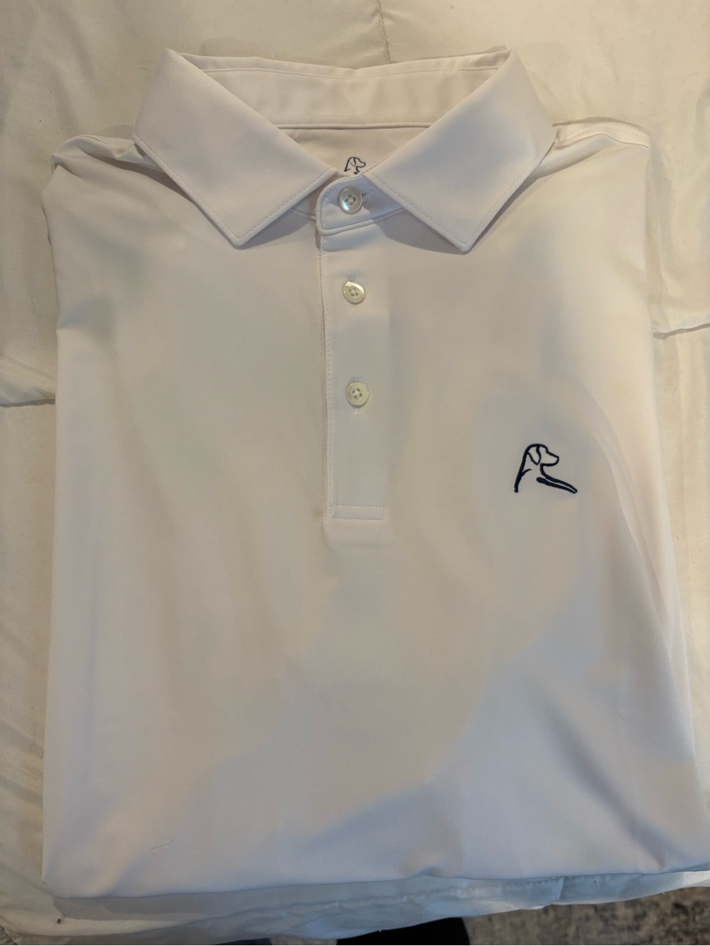 Rhoback White Polo with Subtle Navy Logo